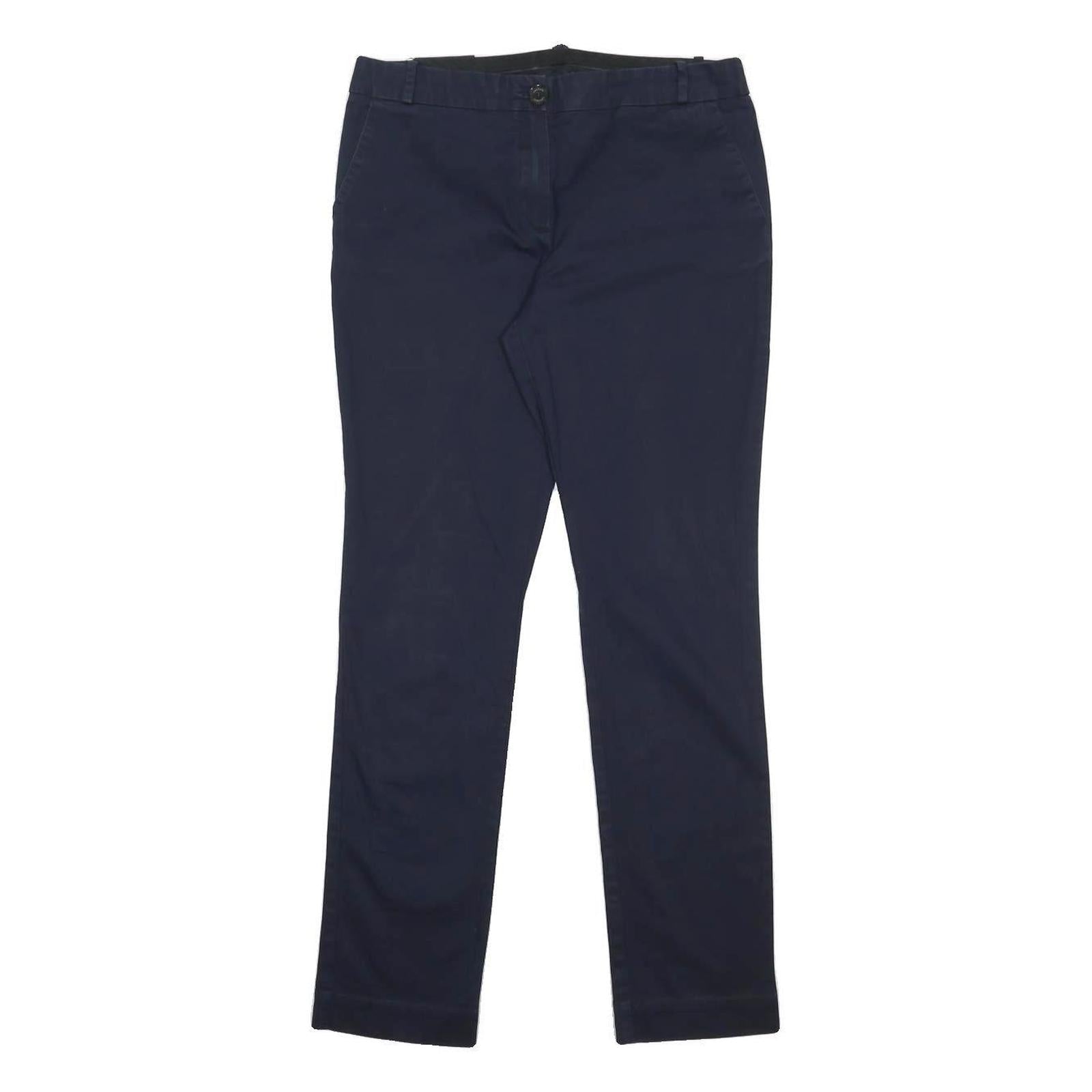 LACOSTE Womens Cotton Blend Navy Slim Fit Straight Leg Trousers W31 L30