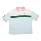LEVI'S Womens White & Light Blue Pink Collar Short Sleeve Polo Shirt S Tennis