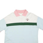 LEVI'S Womens White & Light Blue Pink Collar Short Sleeve Polo Shirt S Tennis