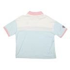 LEVI'S Womens White & Light Blue Pink Collar Short Sleeve Polo Shirt S Tennis