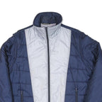 ATTAC Mens Blue & Silver Quilted Jacket L Polyester Blend Zipped Casual