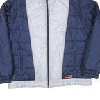 ATTAC Mens Blue & Silver Quilted Jacket L Polyester Blend Zipped Casual