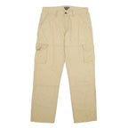 ATLAS FOR MEN Mens Cotton Blend Beige Regular Cargo Trousers W34 L32 Straight