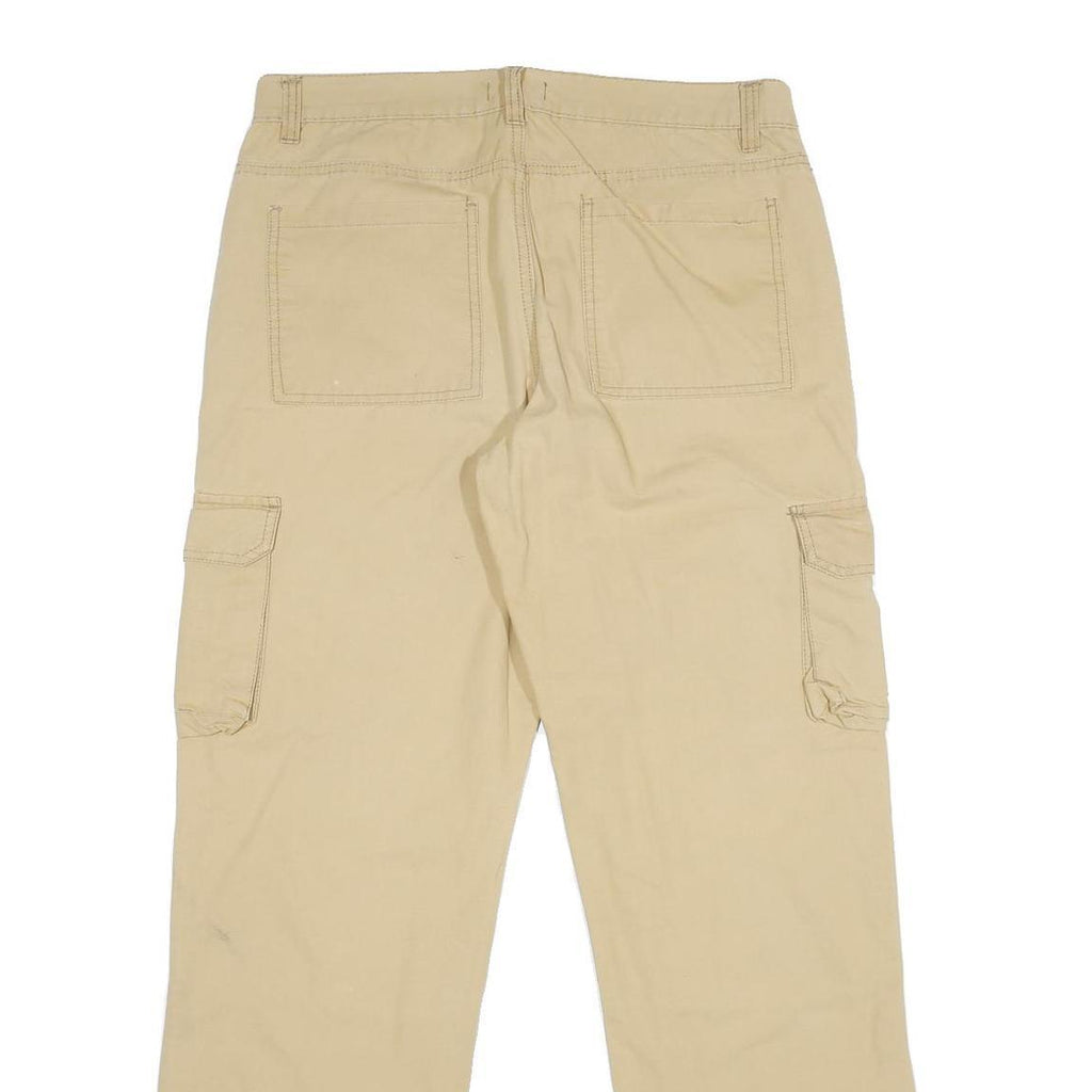 ATLAS FOR MEN Mens Cotton Blend Beige Regular Cargo Trousers W34 L32 Straight