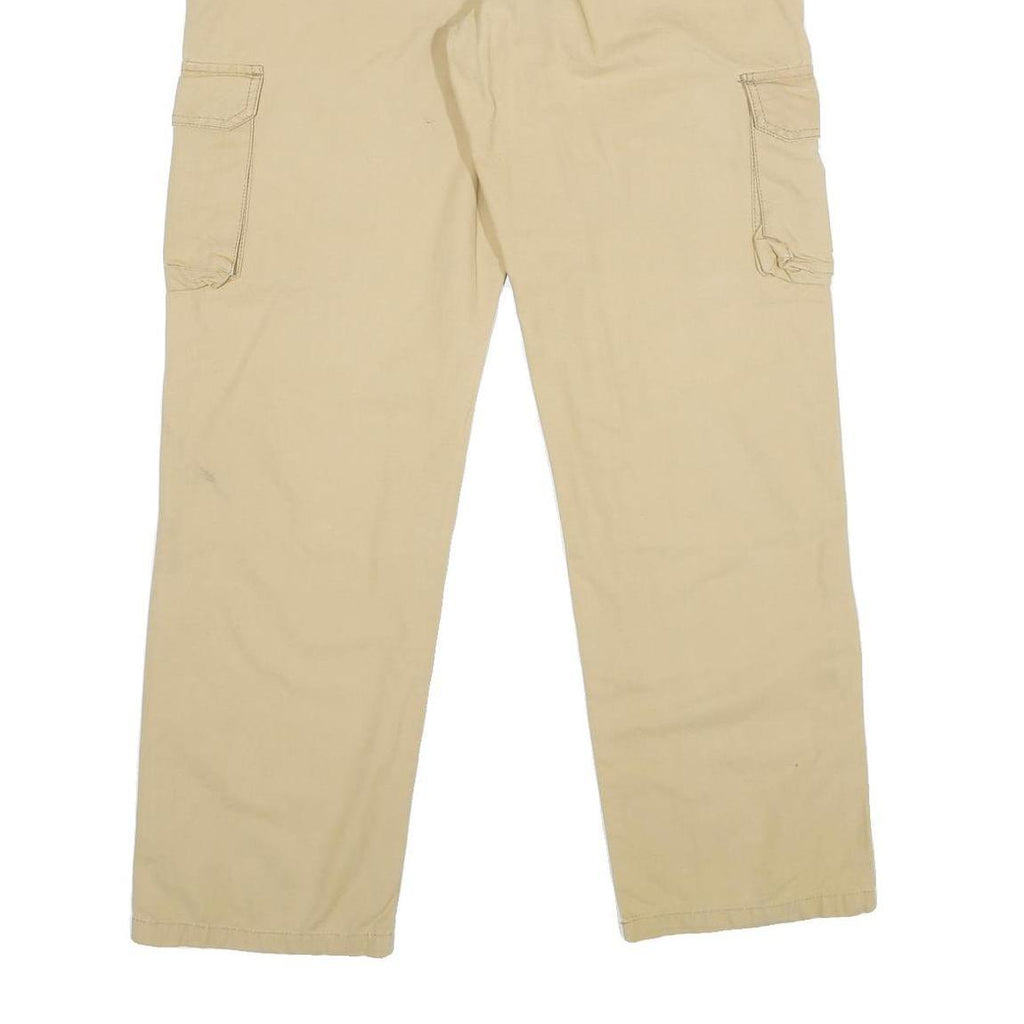 ATLAS FOR MEN Mens Cotton Blend Beige Regular Cargo Trousers W34 L32 Straight