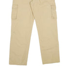 ATLAS FOR MEN Mens Cotton Blend Beige Regular Cargo Trousers W34 L32 Straight