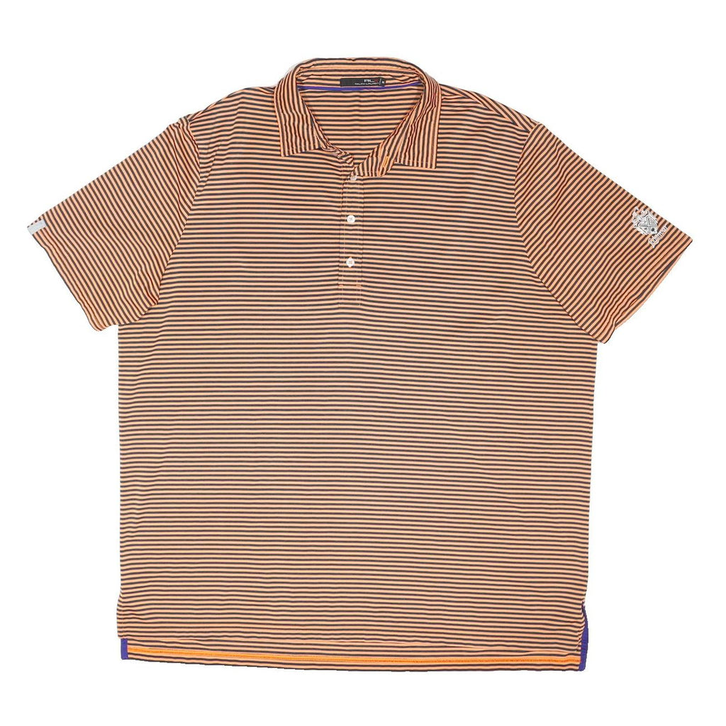 RALPH LAUREN X Mens Orange & Black Striped Short Sleeve Polo Shirt 2XL