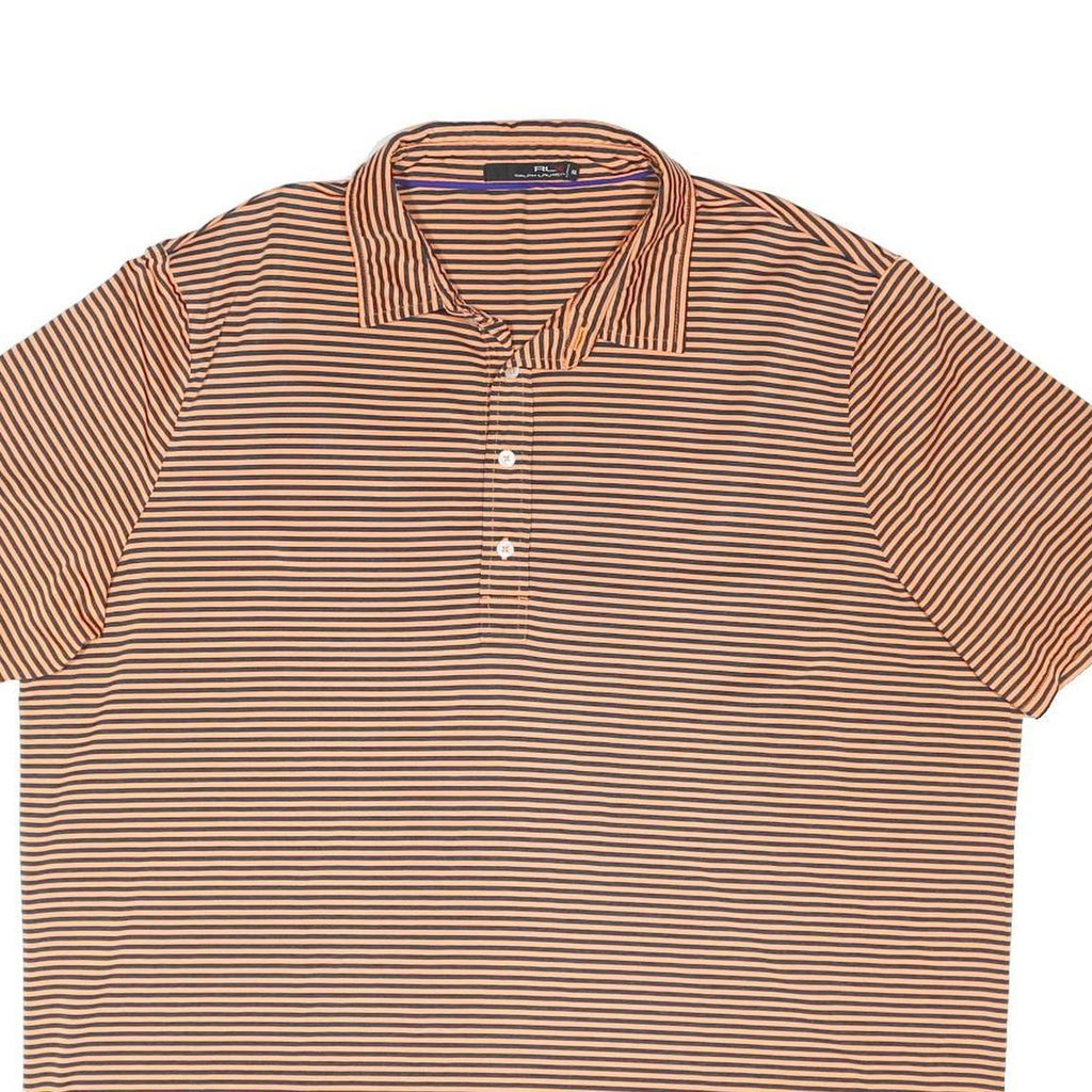 RALPH LAUREN X Mens Orange & Black Striped Short Sleeve Polo Shirt 2XL