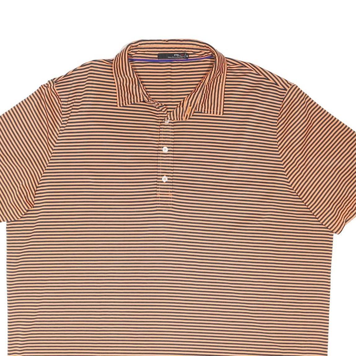 RALPH LAUREN X Mens Orange & Black Striped Short Sleeve Polo Shirt 2XL