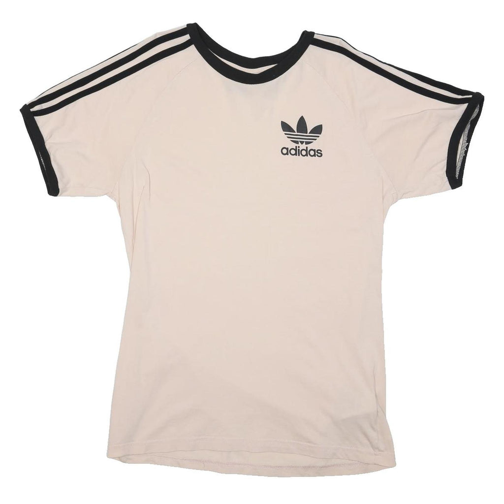 ADIDAS Mens Cream & Black Logo Graphic T-Shirt XL Short Sleeve Crew Neck Casual