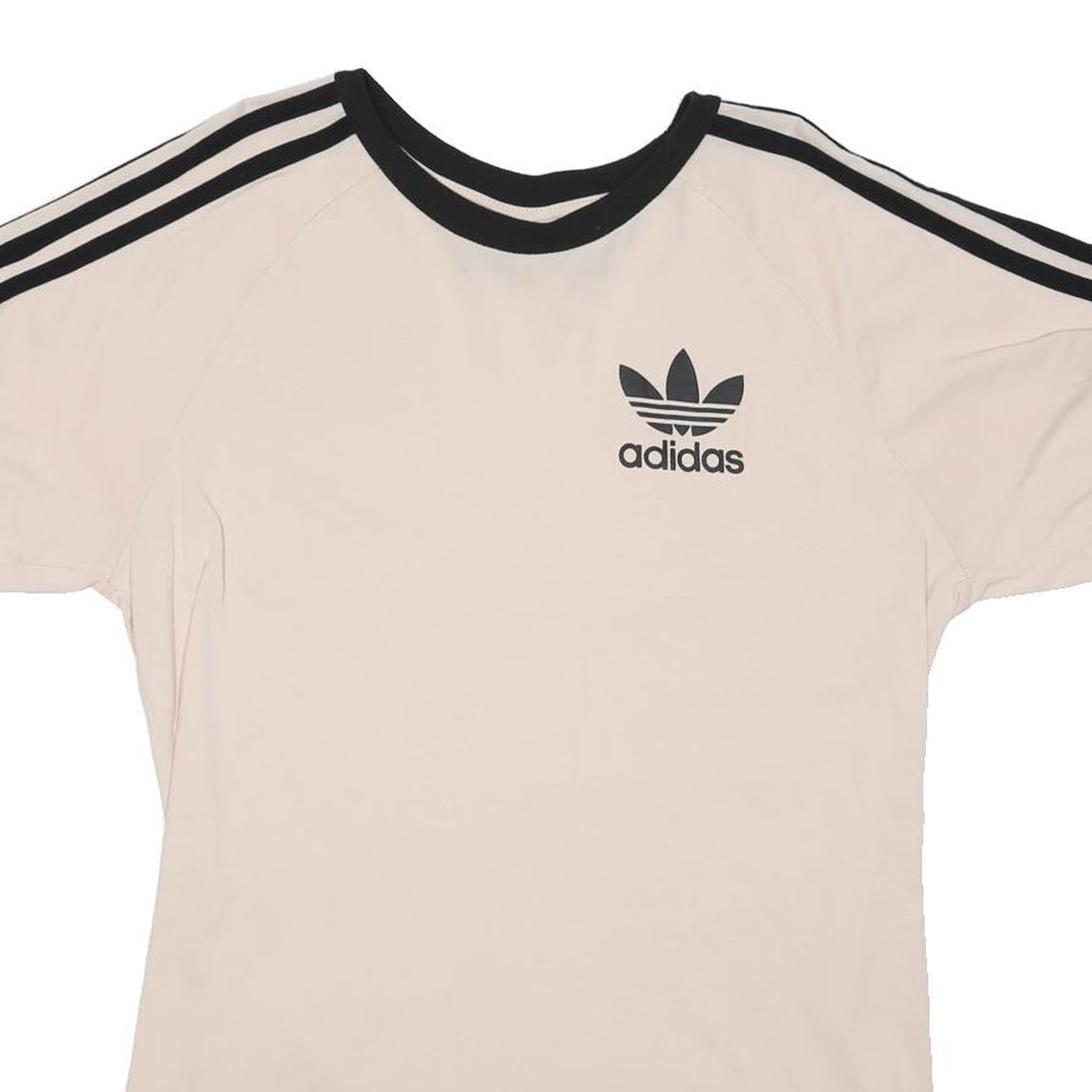 ADIDAS Mens Cream & Black Logo Graphic T-Shirt XL Short Sleeve Crew Neck Casual