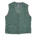 Mens Green Quilted Sleeveless Jacket L Polyester Blend Zip Fastening Casual