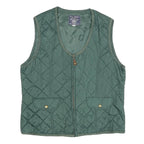 Mens Green Quilted Sleeveless Jacket L Polyester Blend Zip Fastening Casual