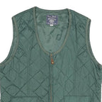 Mens Green Quilted Sleeveless Jacket L Polyester Blend Zip Fastening Casual