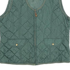 Mens Green Quilted Sleeveless Jacket L Polyester Blend Zip Fastening Casual