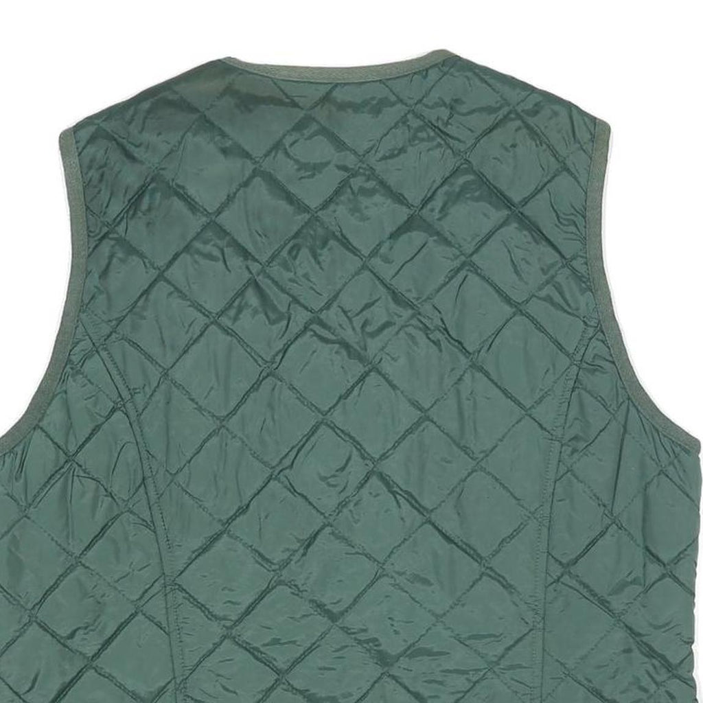 Mens Green Quilted Sleeveless Jacket L Polyester Blend Zip Fastening Casual
