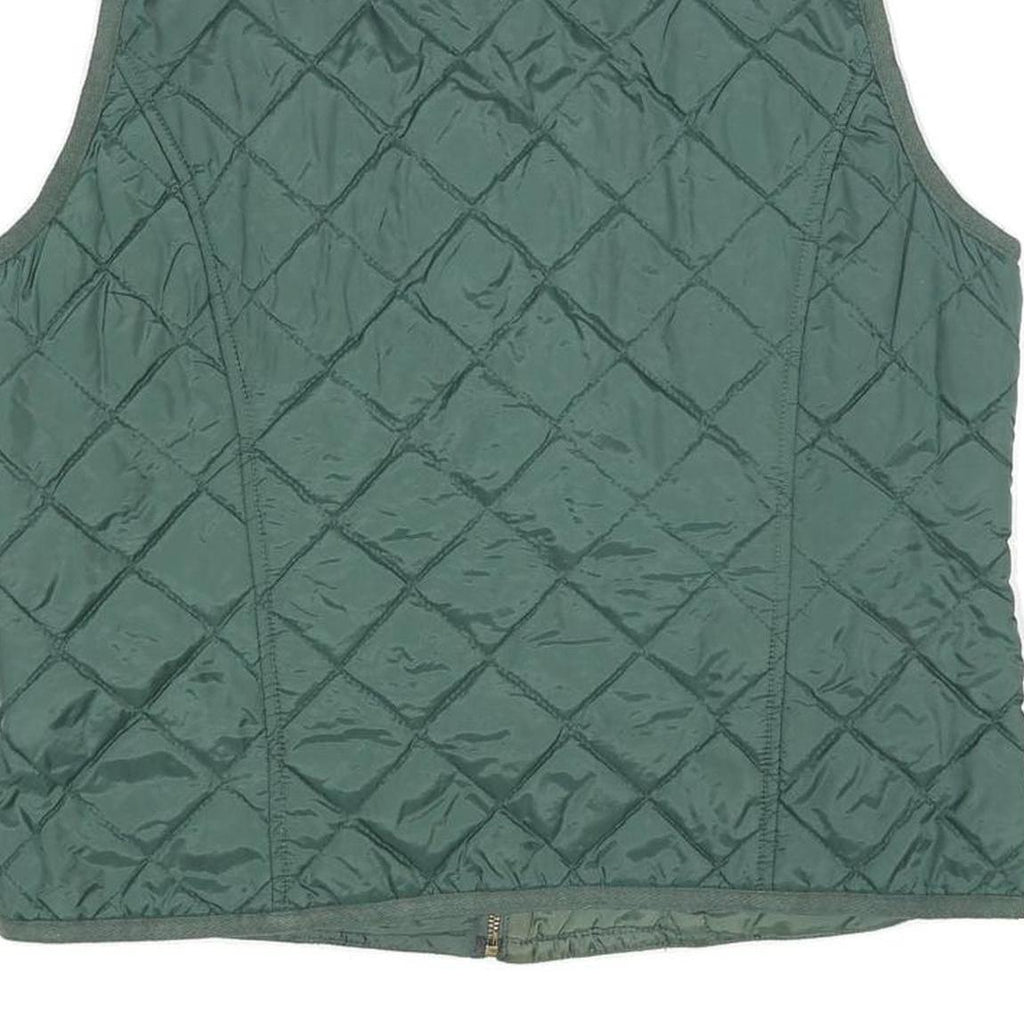 Mens Green Quilted Sleeveless Jacket L Polyester Blend Zip Fastening Casual