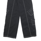 GARAGE Womens Cotton Blend Black Loose Straight Trousers W24 L32 Casual Cargo