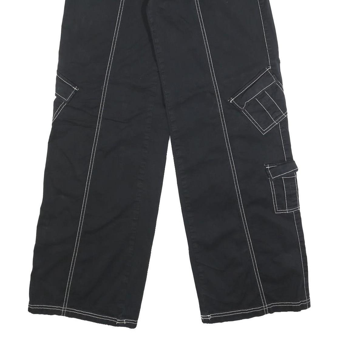 GARAGE Womens Cotton Blend Black Loose Straight Trousers W24 L32 Casual Cargo