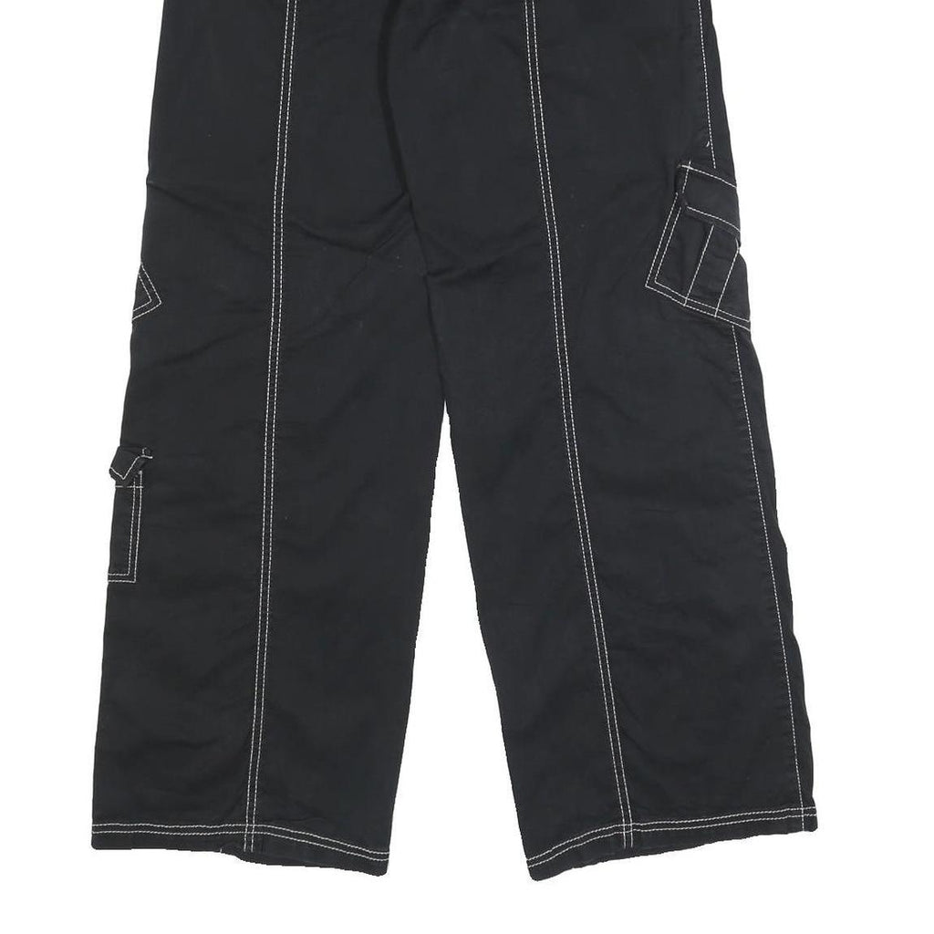 GARAGE Womens Cotton Blend Black Loose Straight Trousers W24 L32 Casual Cargo