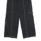 GARAGE Womens Cotton Blend Black Loose Straight Trousers W24 L32 Casual Cargo