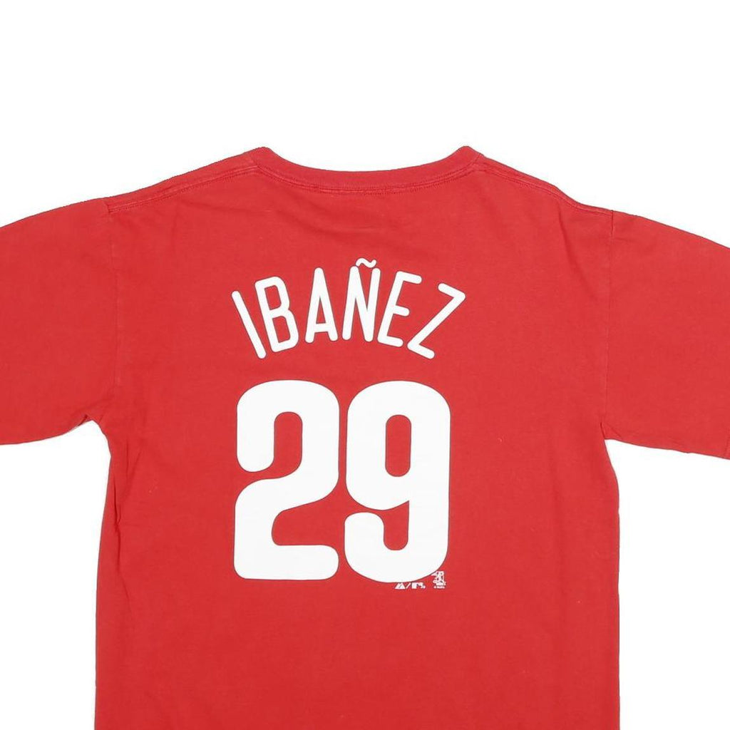 MAJESTIC Mens Red Phillies Graphic T-Shirt M Short Sleeve Crew Neck Printable