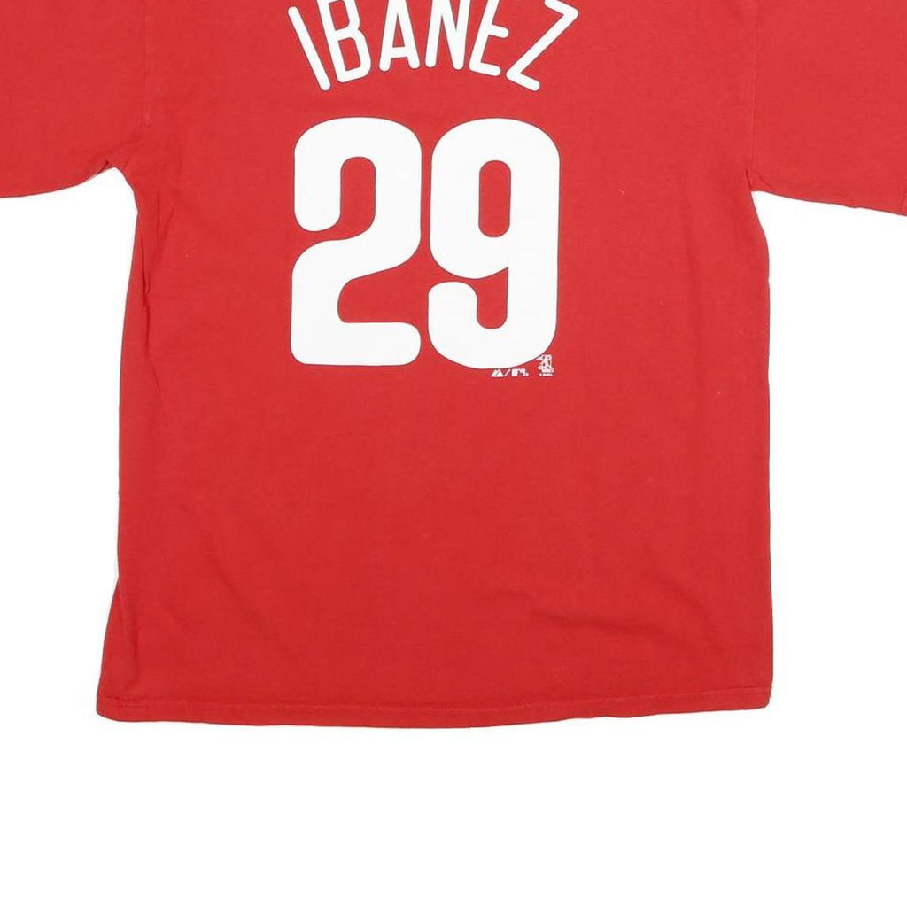 MAJESTIC Mens Red Phillies Graphic T-Shirt M Short Sleeve Crew Neck Printable