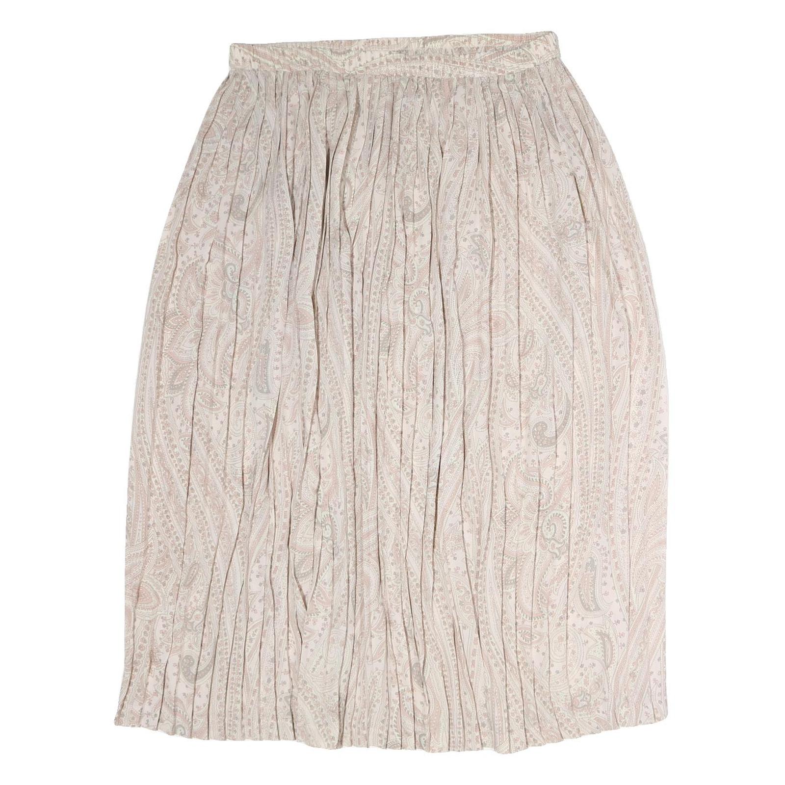 NAPPA VALLEY Womens Beige & Cream Paisley Pleated Midi Polyester Skirt XL