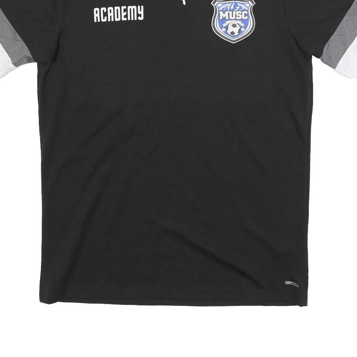 PUMA Mens Black Grey & White Academy Graphic T-Shirt M Short Sleeve Crew Neck