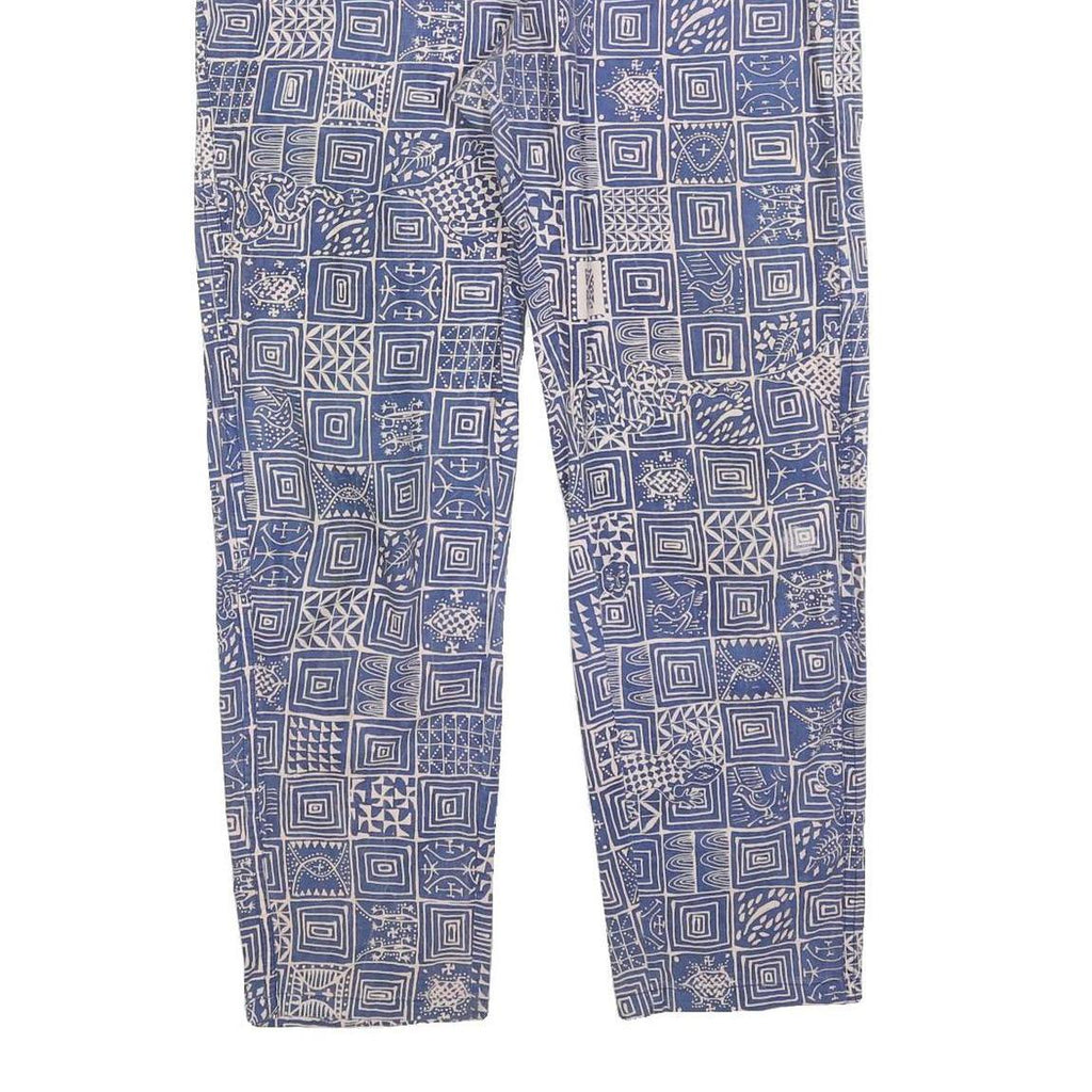 NANARD Womens Cotton Blend Blue & White Regular Fit Trousers W34 L30 Drawstring