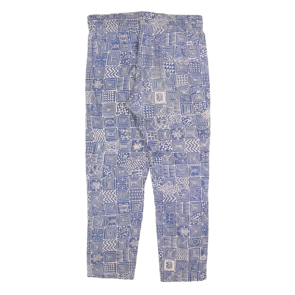 NANARD Womens Cotton Blend Blue & White Regular Fit Trousers W34 L30 Drawstring