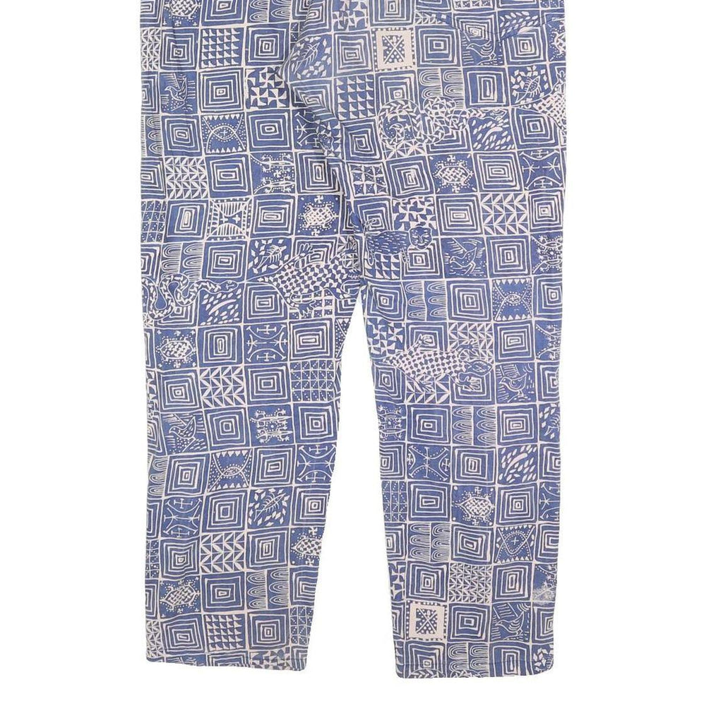 NANARD Womens Cotton Blend Blue & White Regular Fit Trousers W34 L30 Drawstring