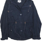 CHICOREE Womens Navy Blue Hooded Zip Jacket M Cotton Blend Casual Lightweight