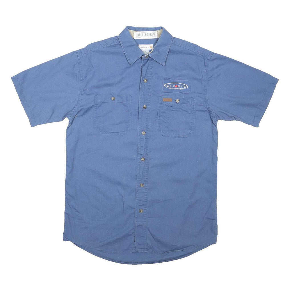 CARHARTT Mens Blue Work Shirt M Cotton Blend Patch Logo Utility