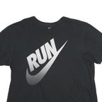 NIKE Mens Black RUN Graphic T-Shirt 2XL Short Sleeve Crew Neck Casual Cotton