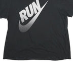 NIKE Mens Black RUN Graphic T-Shirt 2XL Short Sleeve Crew Neck Casual Cotton