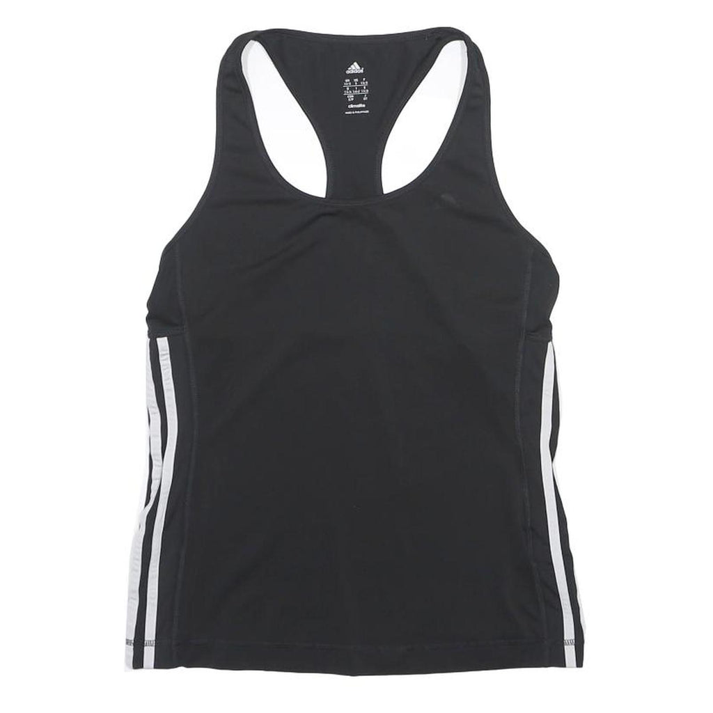 ADIDAS Womens Black & White Activewear Racerback T-Shirt S Polyester Sports
