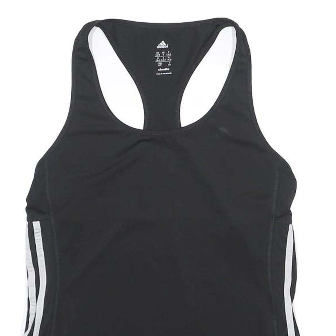 ADIDAS Womens Black & White Activewear Racerback T-Shirt S Polyester Sports