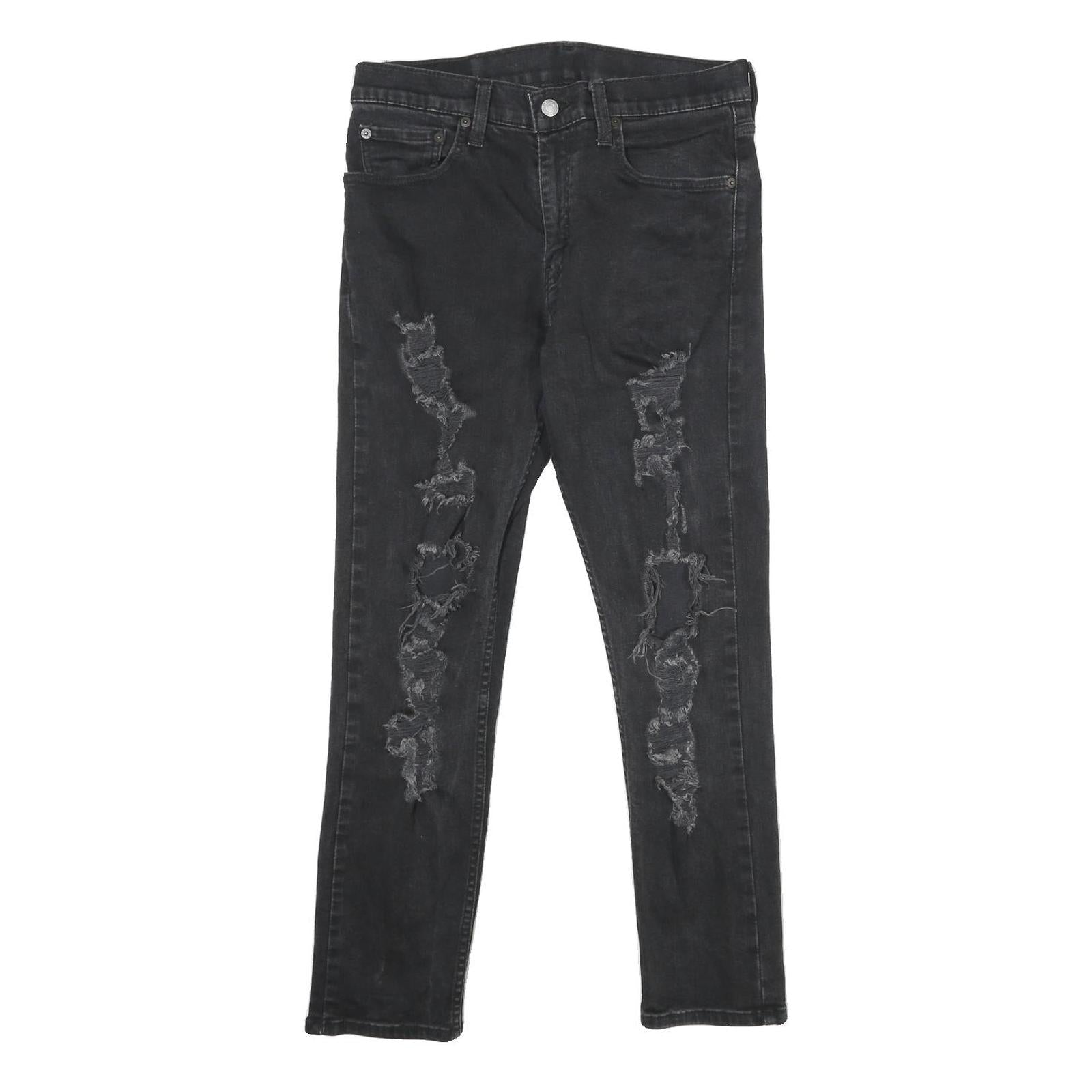 LEVI'S 512 Tapered Mens Jeans Black Slim Tapered Denim W31 L30 Distressed