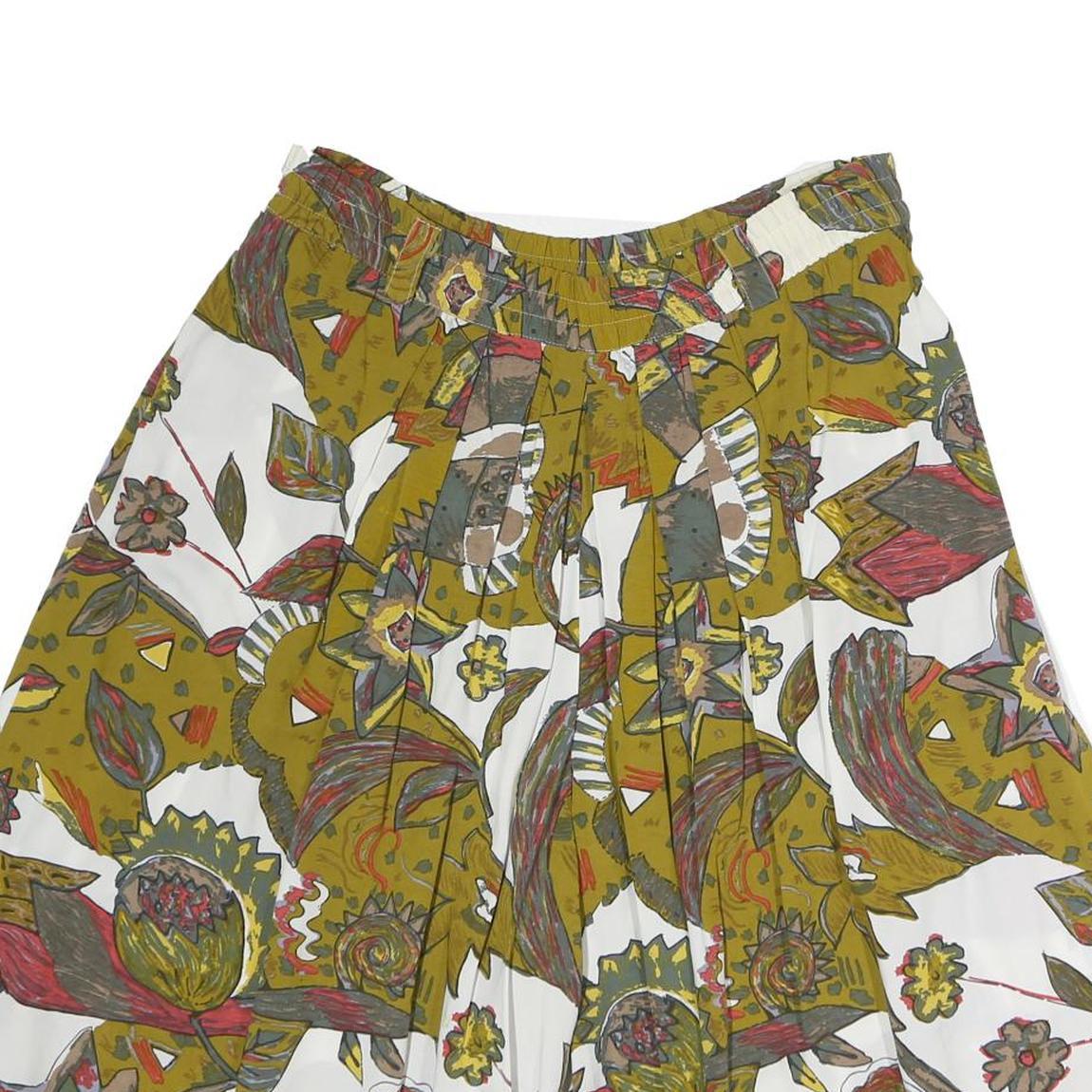 SIXTH SENSE Womens Shorts White & Olive Green Abstract Floral M W30 Cotton Blend
