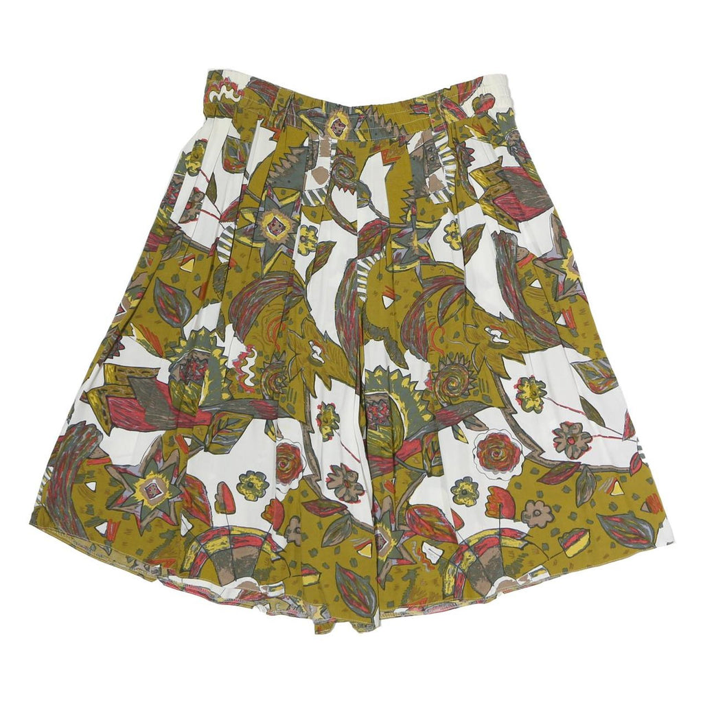 SIXTH SENSE Womens Shorts White & Olive Green Abstract Floral M W30 Cotton Blend