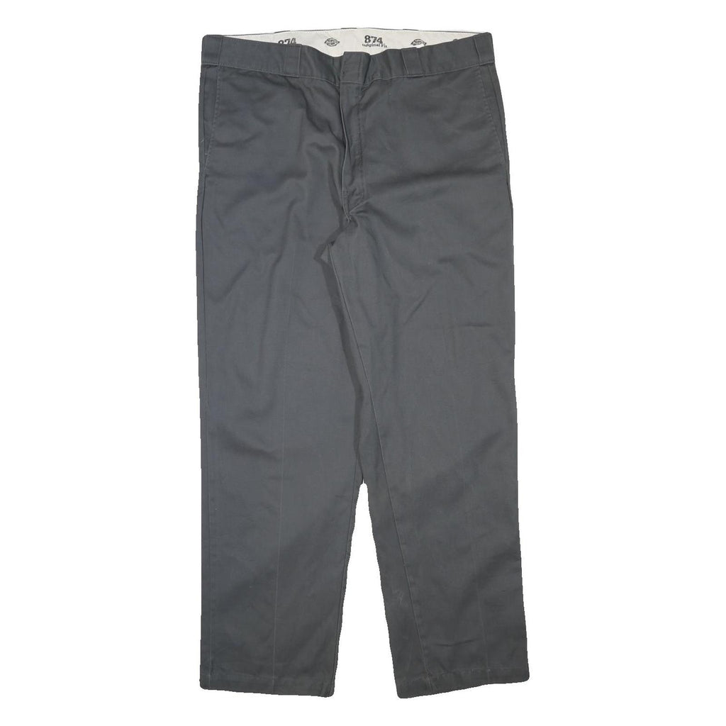 DICKIES Mens Regular Fit Grey Cotton Blend Zip Trousers W38 L31 Workwear Casual