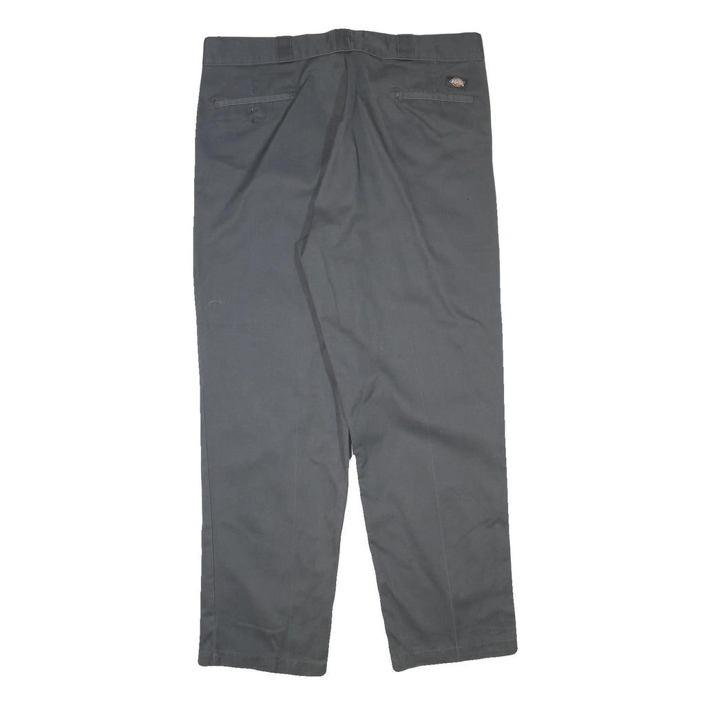 DICKIES Mens Regular Fit Grey Cotton Blend Zip Trousers W38 L31 Workwear Casual
