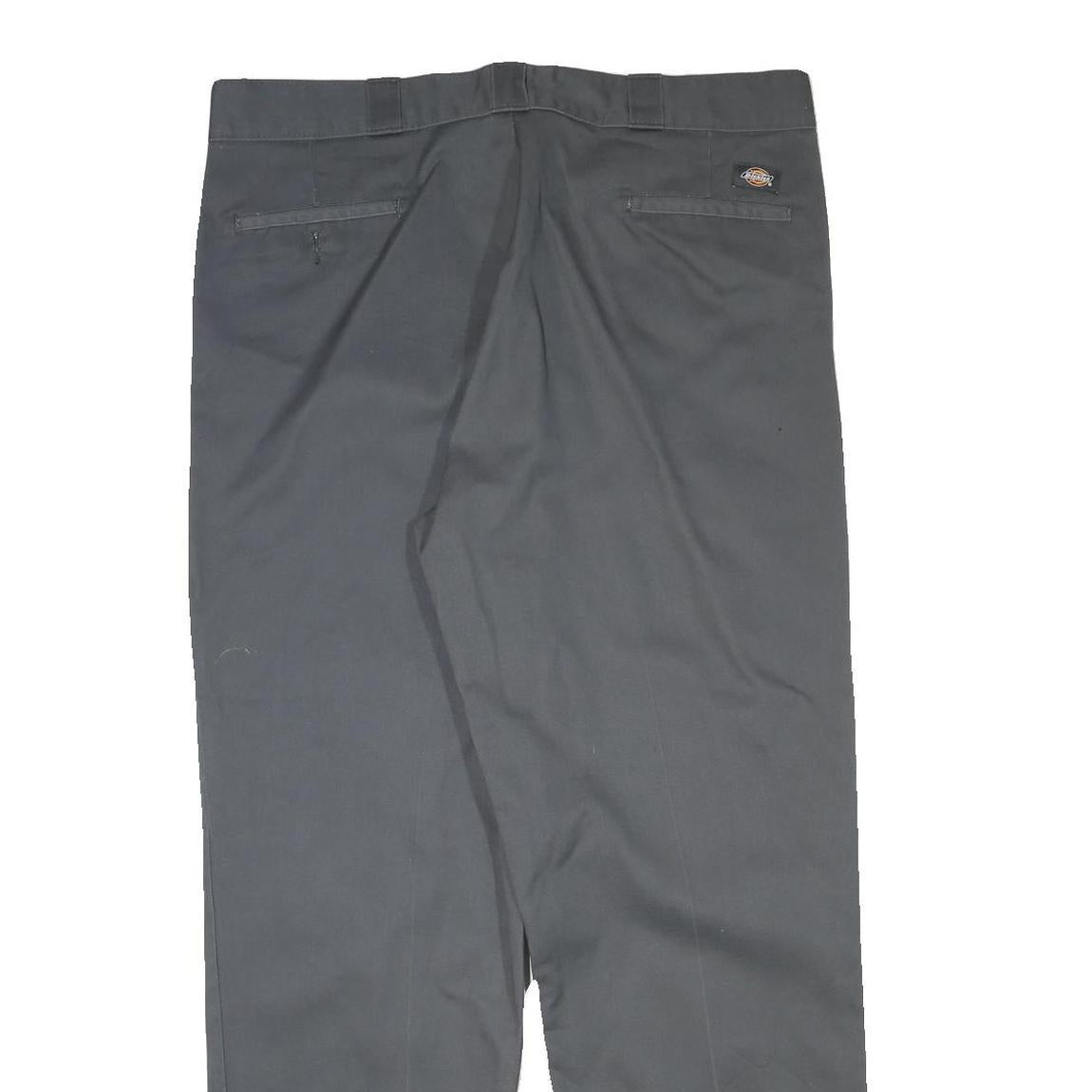 DICKIES Mens Regular Fit Grey Cotton Blend Zip Trousers W38 L31 Workwear Casual