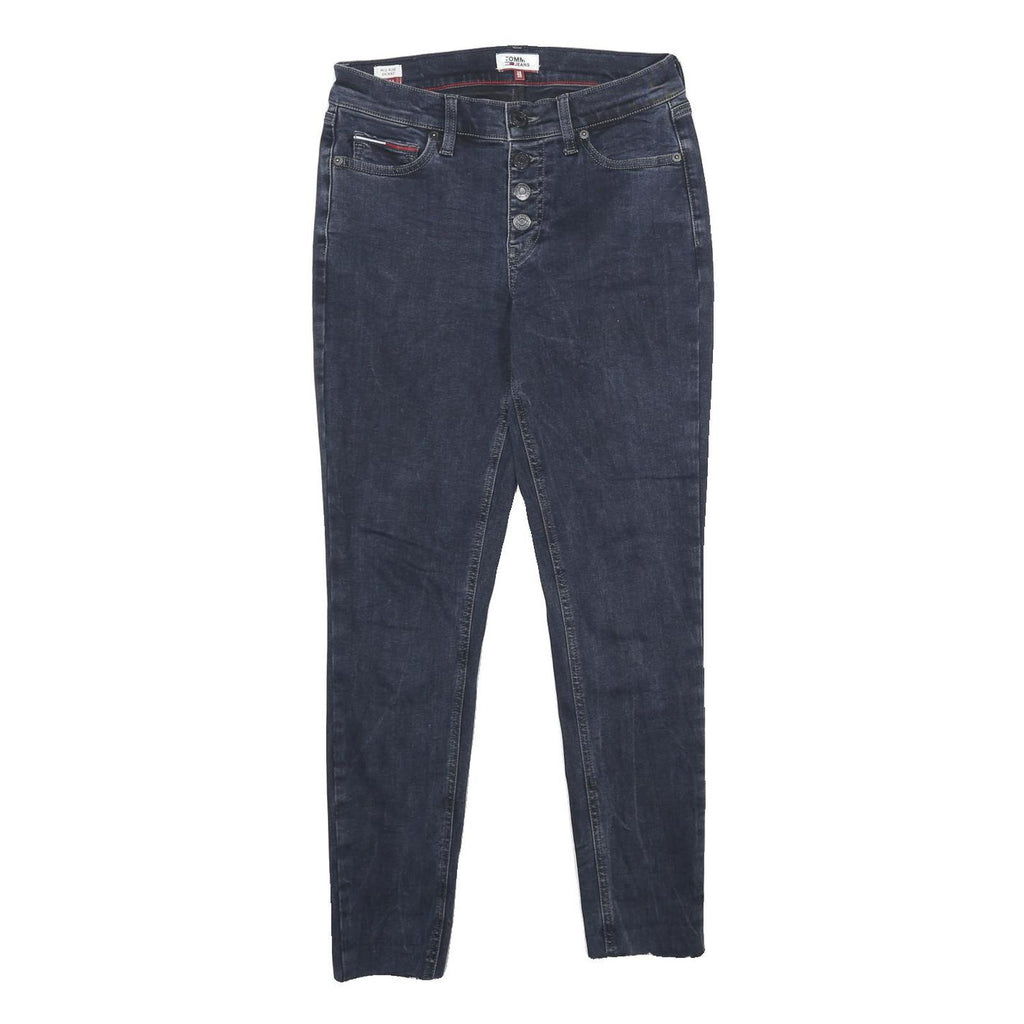 TOMMY JEANS Womens Slim Skinny Denim Dark W28 L27 Button Cotton Blend Authentic