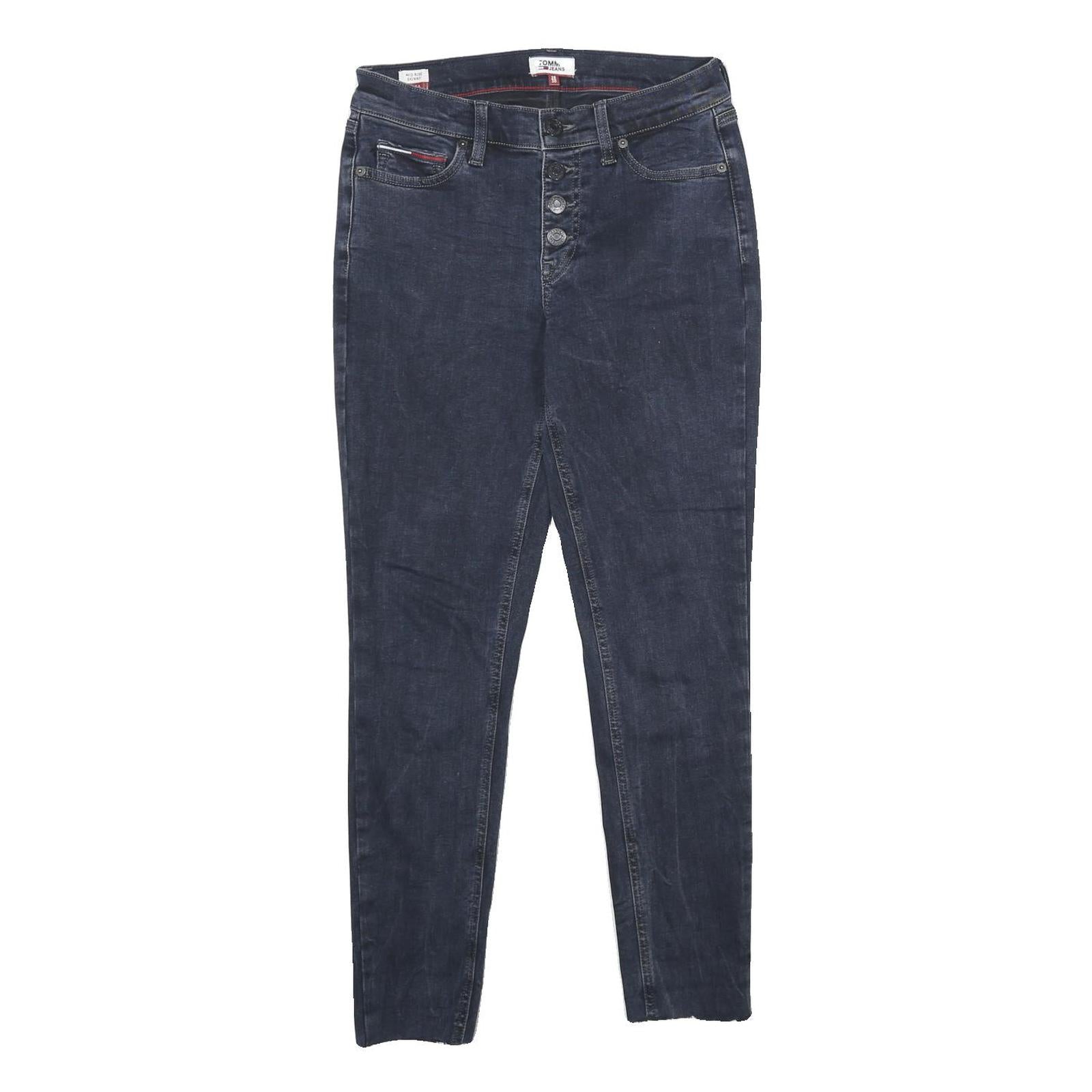 TOMMY JEANS Womens Slim Skinny Denim Dark W28 L27 Button Cotton Blend Authentic