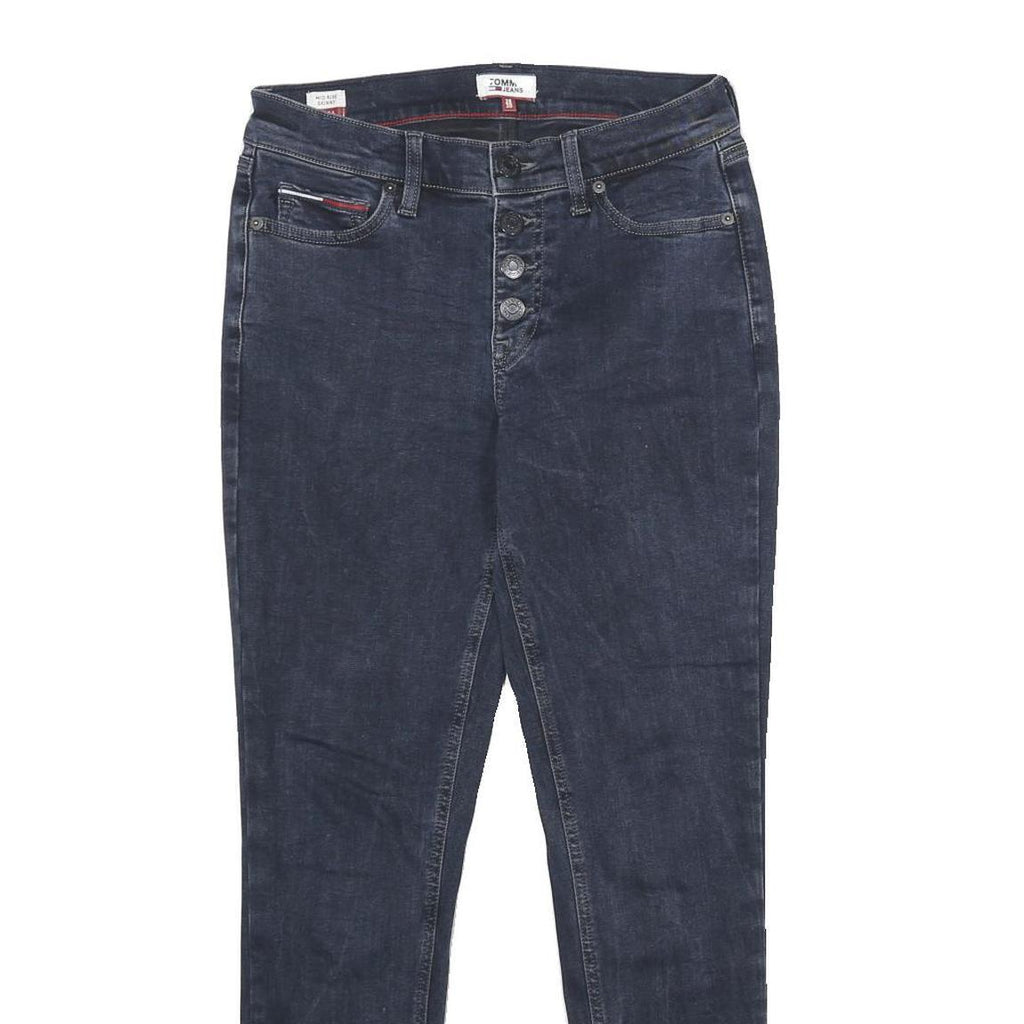 TOMMY JEANS Womens Slim Skinny Denim Dark W28 L27 Button Cotton Blend Authentic