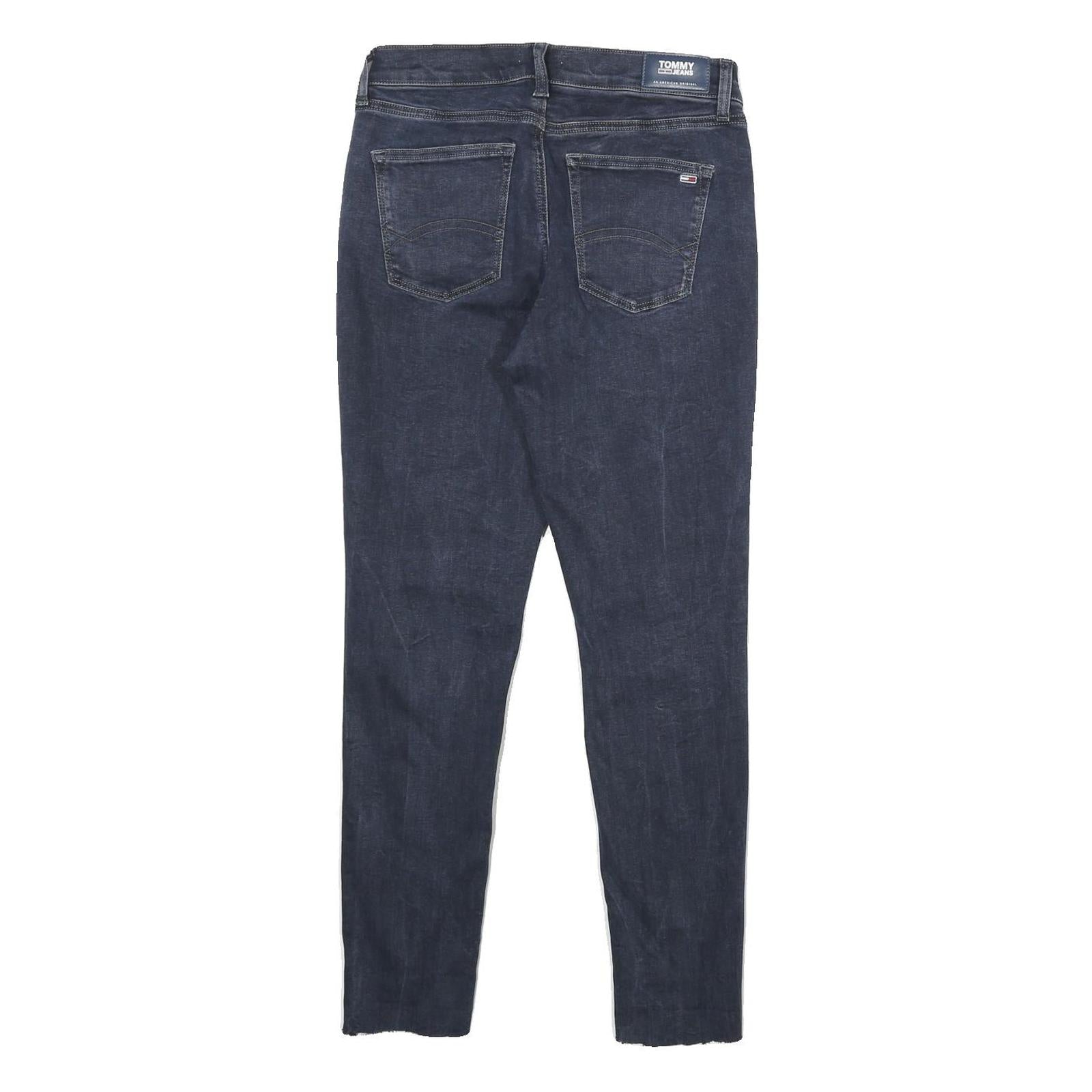 TOMMY JEANS Womens Slim Skinny Denim Dark W28 L27 Button Cotton Blend Authentic