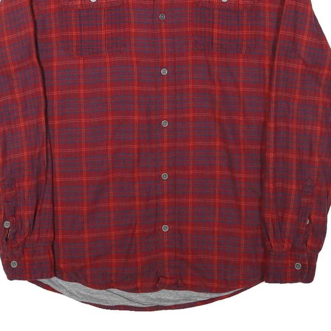 TOMMY HILFIGER Mens Red & Blue Check Shirt XS Long Sleeve Cotton Blend Relaxed