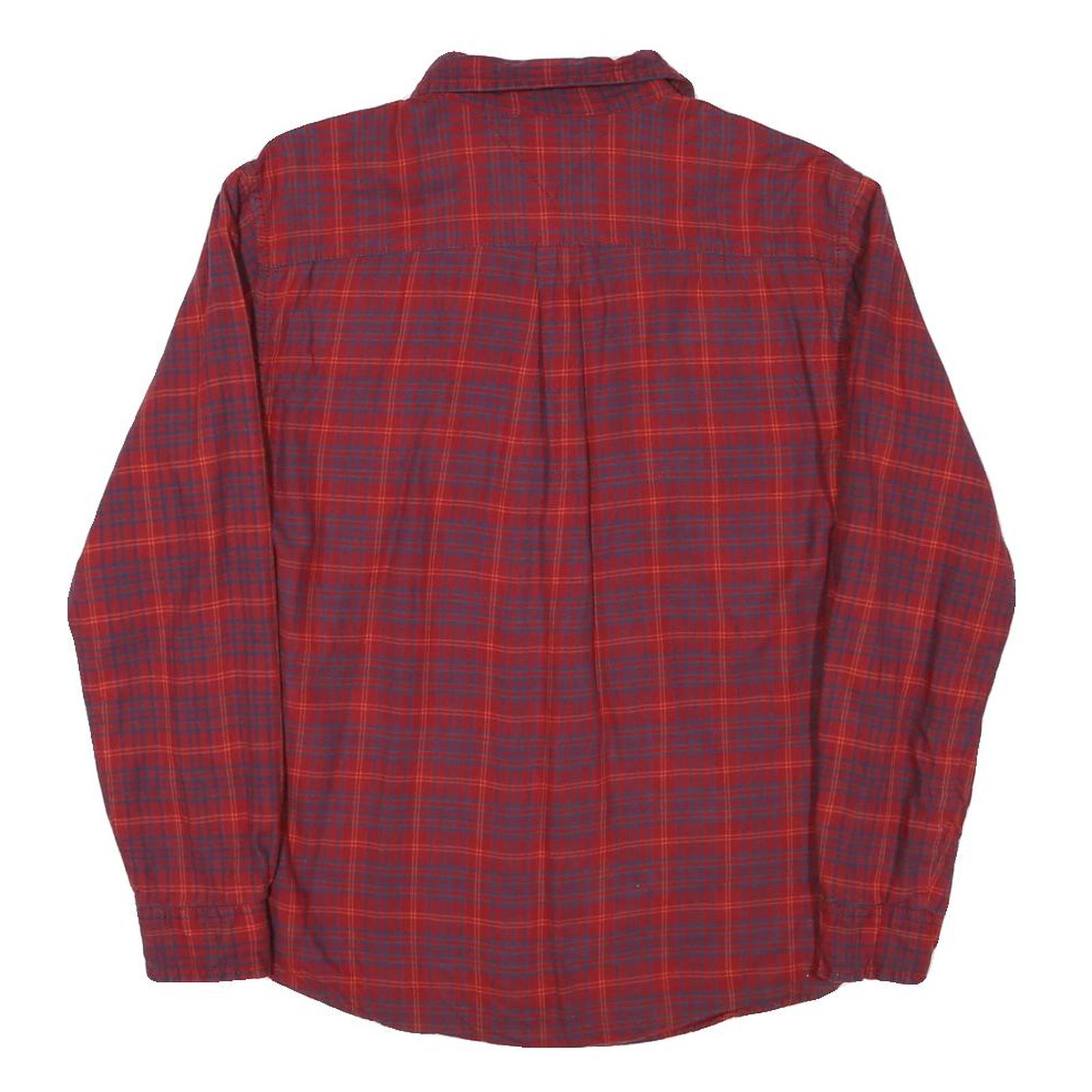 TOMMY HILFIGER Mens Red & Blue Check Shirt XS Long Sleeve Cotton Blend Relaxed